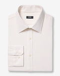 Express Men's Slim Mini Striped Textured Linen-Blend Stretch Dress Shirt in Soft Linen