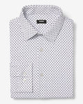 Express Men's Slim Polka Dot Modern Tech 1Mx Dress Shirt in White Small