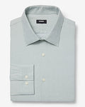 Express Men's Slim Textured Mini Floral Modern Tech 1Mx Dress Shirt in Sagebrush