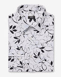 Express Men's Slim Contrast Floral Outline Stretch Modern Tech 1Mx Dress Shirt in White