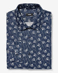Express Men's Slim Dot Stem Floral Texture Dobby Stretch 1Mx Dress Shirt in Indigo