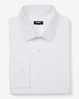 Express Men's Extra Slim Textured Diamond Print Stretch 1Mx Dress Shirt in White