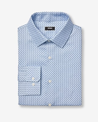 Express Men's Extra Slim Mini Geo Dots Stretch 1Mx Dress Shirt in Sky Blue