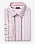Express Men's Slim Ombre Striped Stretch Modern Tech 1Mx Dress Shirt in Pink Small