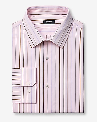 Express Men's Slim Ombre Striped Stretch Modern Tech 1Mx Dress Shirt in Pink Small