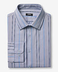 Express Men's Slim Ombre Striped Stretch Modern Tech 1Mx Dress Shirt in Sea Blue