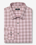 Express Men's Plaid Wrinkle-Resistant Everyday Performance Dress Shirt in Pink Small