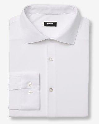 Express Men's Slim Spread Collar Modern Tech 1Mx Dress Shirt in White Small
