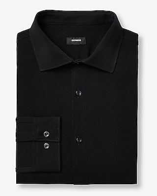 Express Men's Slim Spread Collar Modern Tech 1Mx Dress Shirt in Black Small