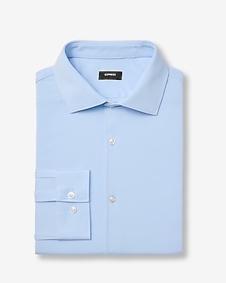 Express Men's Slim Spread Collar Modern Tech 1Mx Dress Shirt in Blue Small