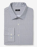 Express Men's Slim Mini Geo Wrinkle-Resistant Everyday Performance Dress Shirt in White