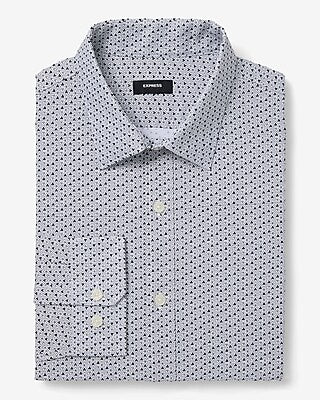 Express Men's Slim Mini Geo Wrinkle-Resistant Everyday Performance Dress Shirt in White
