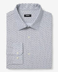 Express Men's Extra Slim Mini Geo Wrinkle-Resistant Everyday Performance Dress Shirt in White