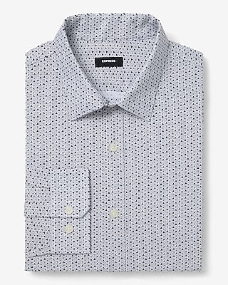 Express Men's Extra Slim Mini Geo Wrinkle-Resistant Everyday Performance Dress Shirt in White