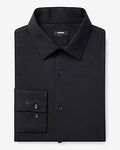 Express Men's Extra Slim Stretch Modern Tech 1Mx Dress Shirt in Pitch Black