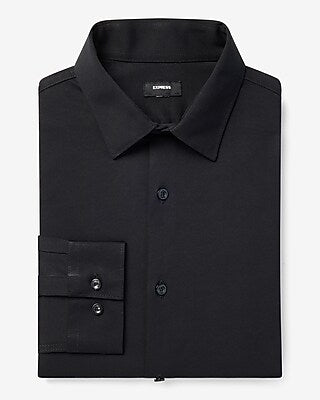 Express Men's Extra Slim Stretch Modern Tech 1Mx Dress Shirt in Pitch Black