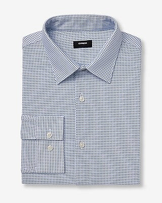 Express Men's Slim Mini Geo Modern Tech 1Mx Dress Shirt in Atlantis Blue