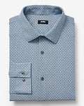 Express Men's Slim Mini Geo Stretch Modern Tech 1Mx Dress Shirt in Indigo