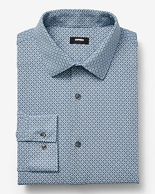 Express Men's Slim Mini Geo Stretch Modern Tech 1Mx Dress Shirt in Indigo