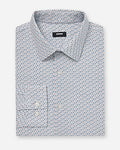Express Men's Slim Mini Triangle Geo Cotton Stretch 1Mx Dress Shirt in Ivory