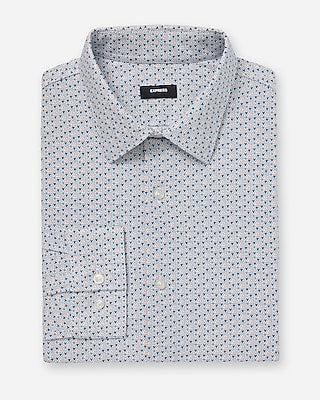 Express Men's Slim Mini Triangle Geo Cotton Stretch 1Mx Dress Shirt in Ivory