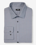 Express Men's Slim Plaid Wrinkle-Resistant Everyday Performance Dress Shirt in Navy