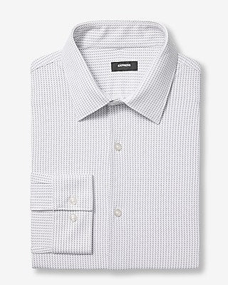Express Men's Slim Dash Striped Stretch Modern Tech 1Mx Dress Shirt in White Small
