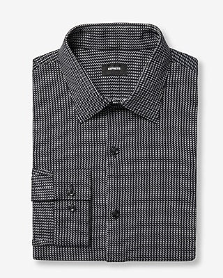 Express Men's Slim Dash Striped Stretch Modern Tech 1Mx Dress Shirt in Jet Black