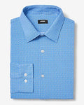 Express Men's Slim Blue Geo Print Modern Tech 1Mx Dress Shirt in Light Blue