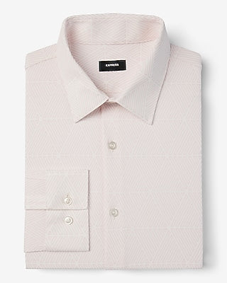 Express Men's Slim Triangle Geo Stretch Modern Tech 1Mx Dress Shirt in Soft Blush