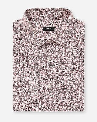 Express Men's Extra Slim Mini Dot Stretch Modern Tech 1Mx Dress Shirt in Dark Red