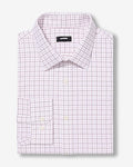 Express Men's Slim Grid Plaid Wrinkle-Resistant Everyday Performance Dress Shirt in Dusty Pink