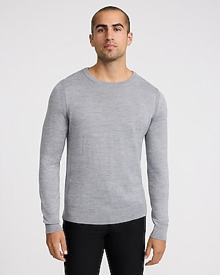 Express Men's Merinotouch Crew Neck Sweater in Gray Small