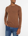 Express Men's Merino Wool Crew Neck Sweater in Coffee Bean
