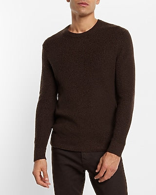 Express Men's Wool-Blend Crew Neck Sweater in Espresso