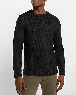 Express Men's Patch Knit Crew Neck Sweater in Pitch Black