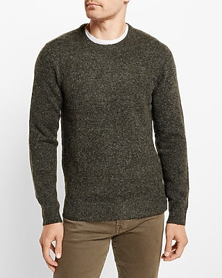Express Men's Textured Crew Neck Sweater in Scotch Pine