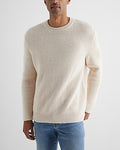 Express Men's Oversized Cotton-Blend Waffle Knit Sweater in Cream