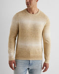 Express Men's Ombre Stripe Cotton Crew Neck Sweater in Chai