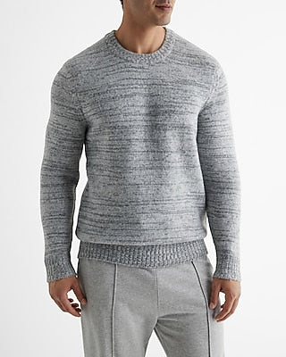 Express Men's Textured Marled Crewneck Sweater in Silver Heather Gray
