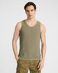 Express Men's Textured Pointelle Cotton Crew Neck Tank Top in Olive