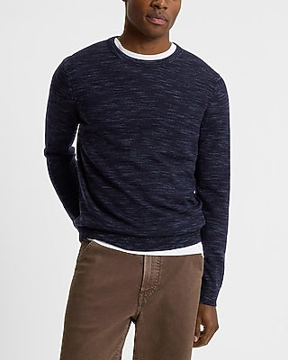 Express Men's Space Dyed Crew Neck Merino Wool Sweater in Indigo