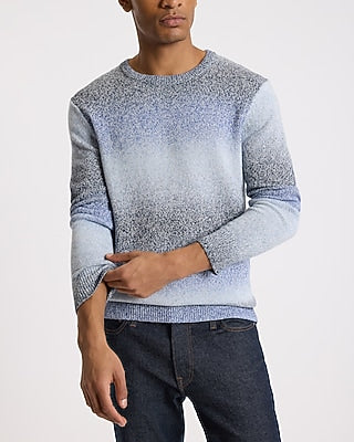Express Men's Gradient Cotton-Blend Crew Neck Sweater in Indigo