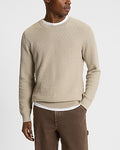 Express Men's Textured Crew Neck Perfect Pima Cotton Sweater in Oyster