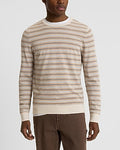 Express Men's Striped Crew Neck Merino Wool Sweater in Oyster