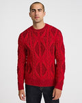 Express Men's Cable Knit Crew Neck Sweater in Red Small