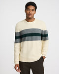 Express Men's Felted Varsity Striped Crew Neck Sweater in Cabana