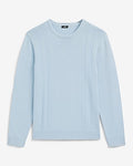 Express Men's Textured Striped Ribbed Crew Neck Cotton Sweater in Skylight Blue