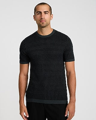 Express Men's Textured Rayon Crew Neck Sweater T-Shirt in Black Small