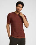 Express Men's Textured Rayon Crew Neck Sweater T-Shirt in Deep Chestnut